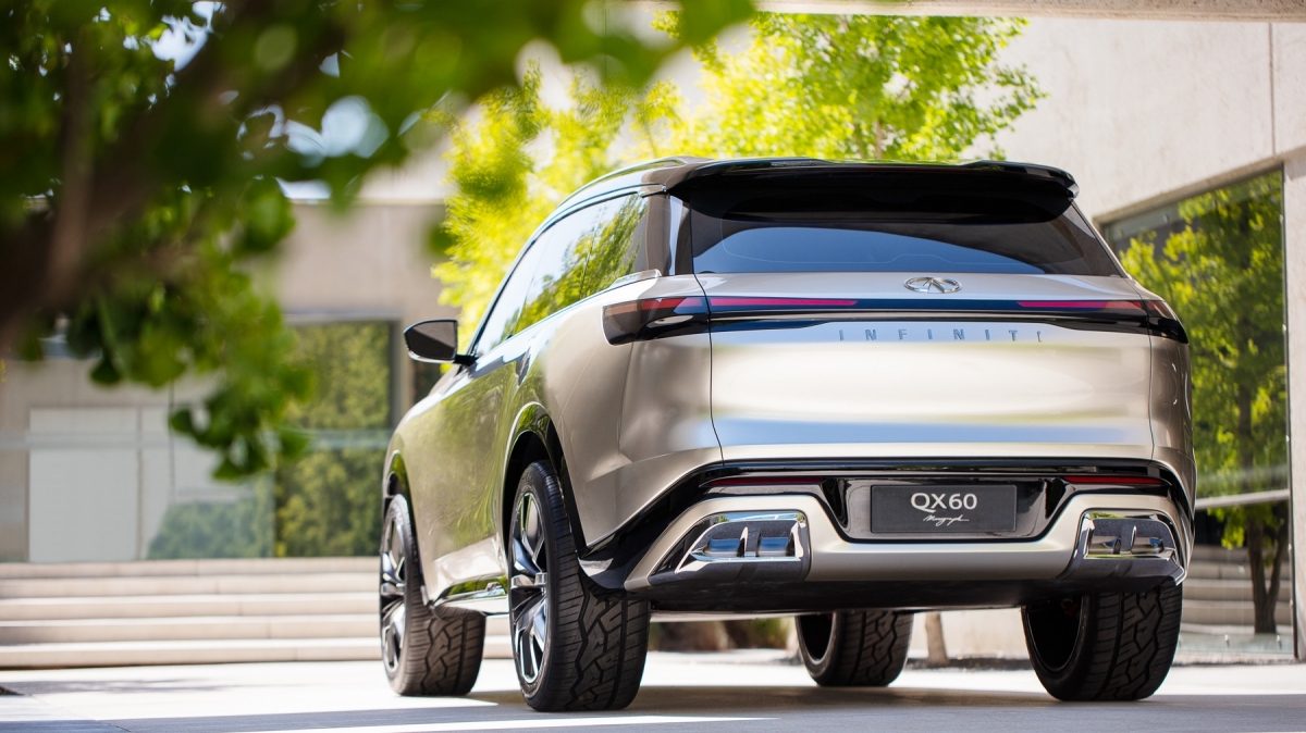 Rear profile of the INFINITI QX60 Monograph crossover