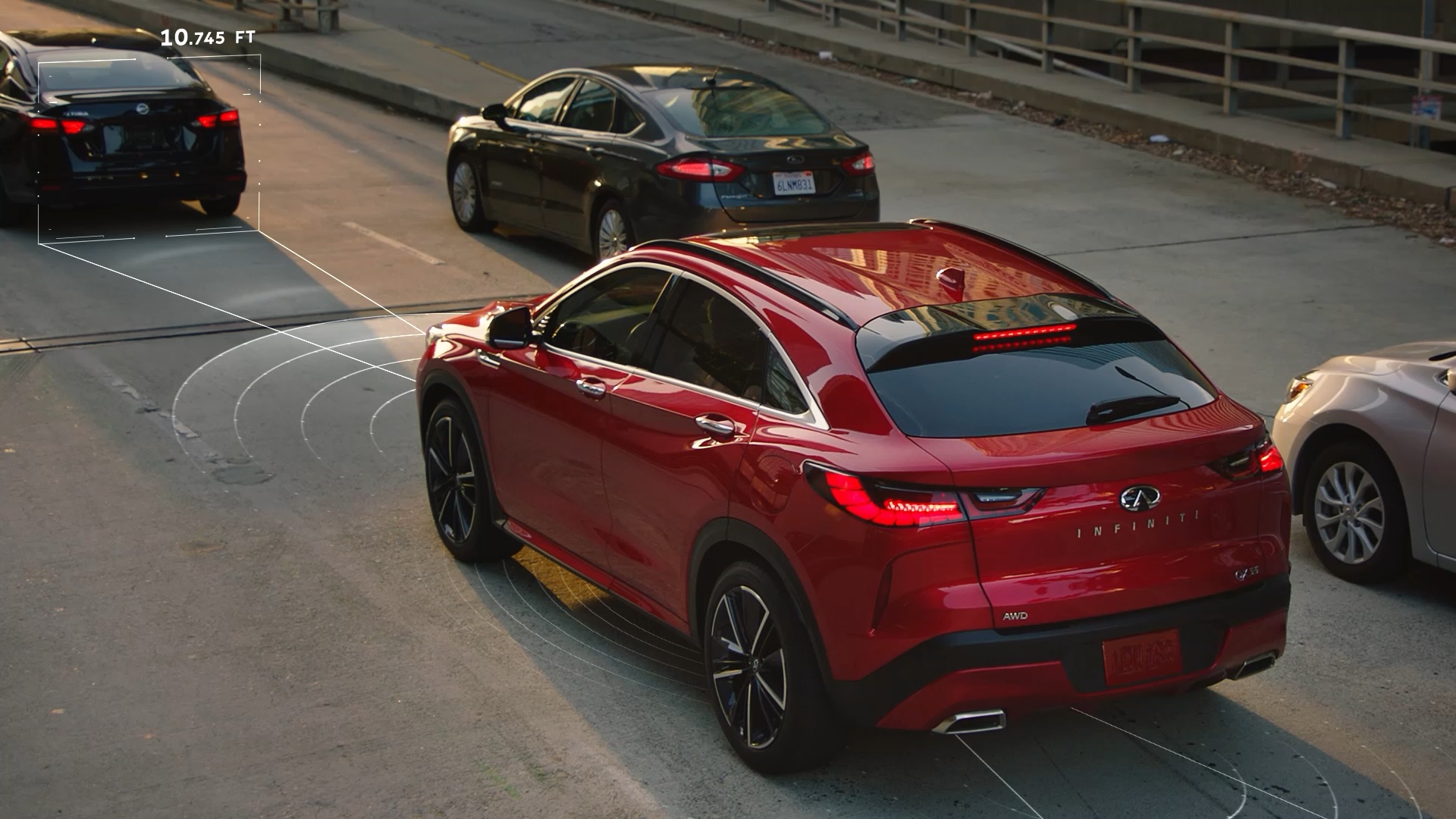 2025 INFINITI QX55 on road with Driver Assist systems activated