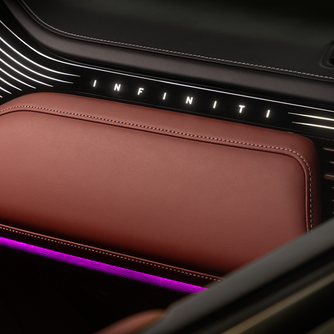 2026 INFINITI QX80 ambient lighting with 64-color display inside cabin