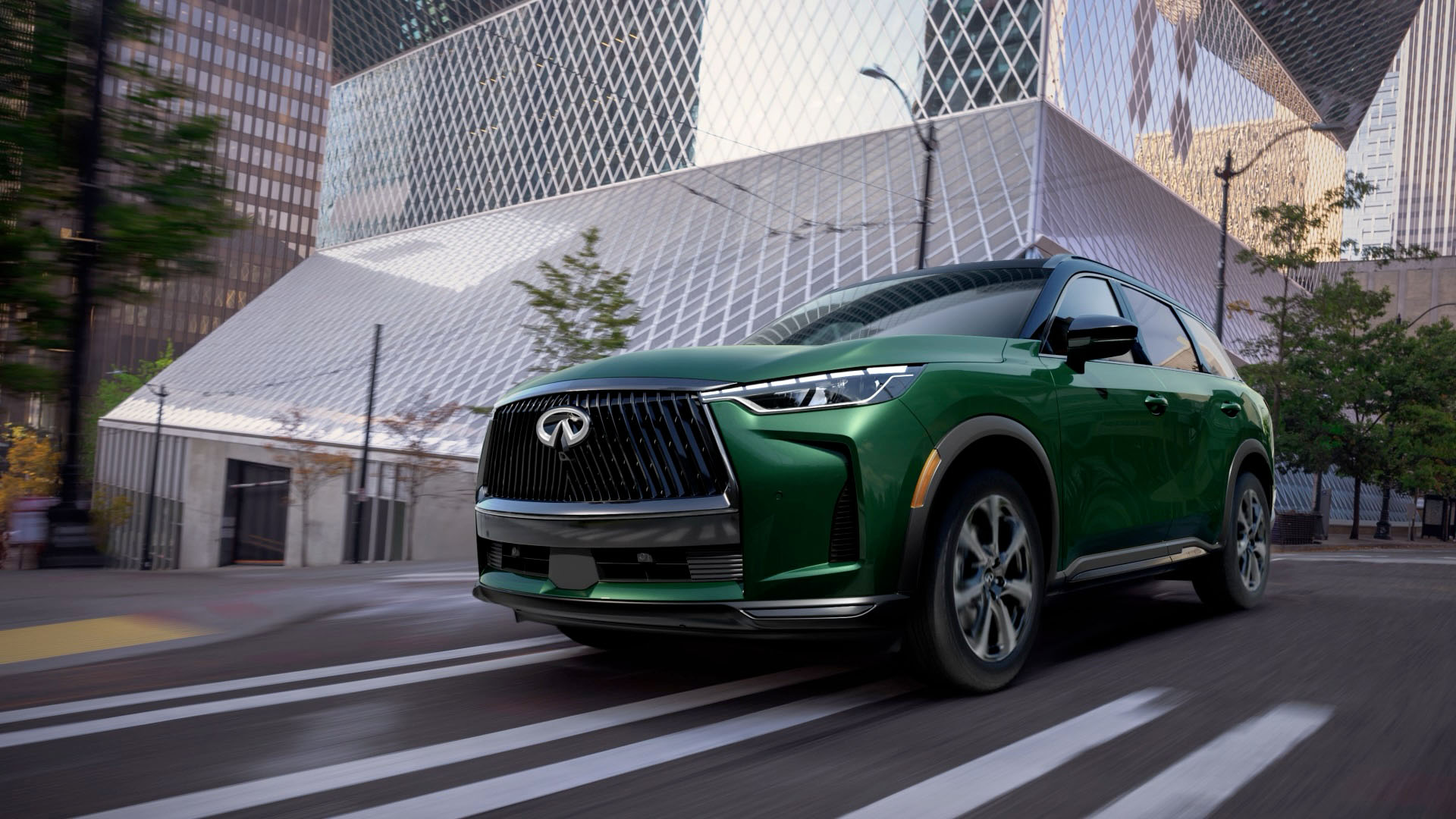 2026 INFINITI QX80 delivering strong capable performance on suburban road