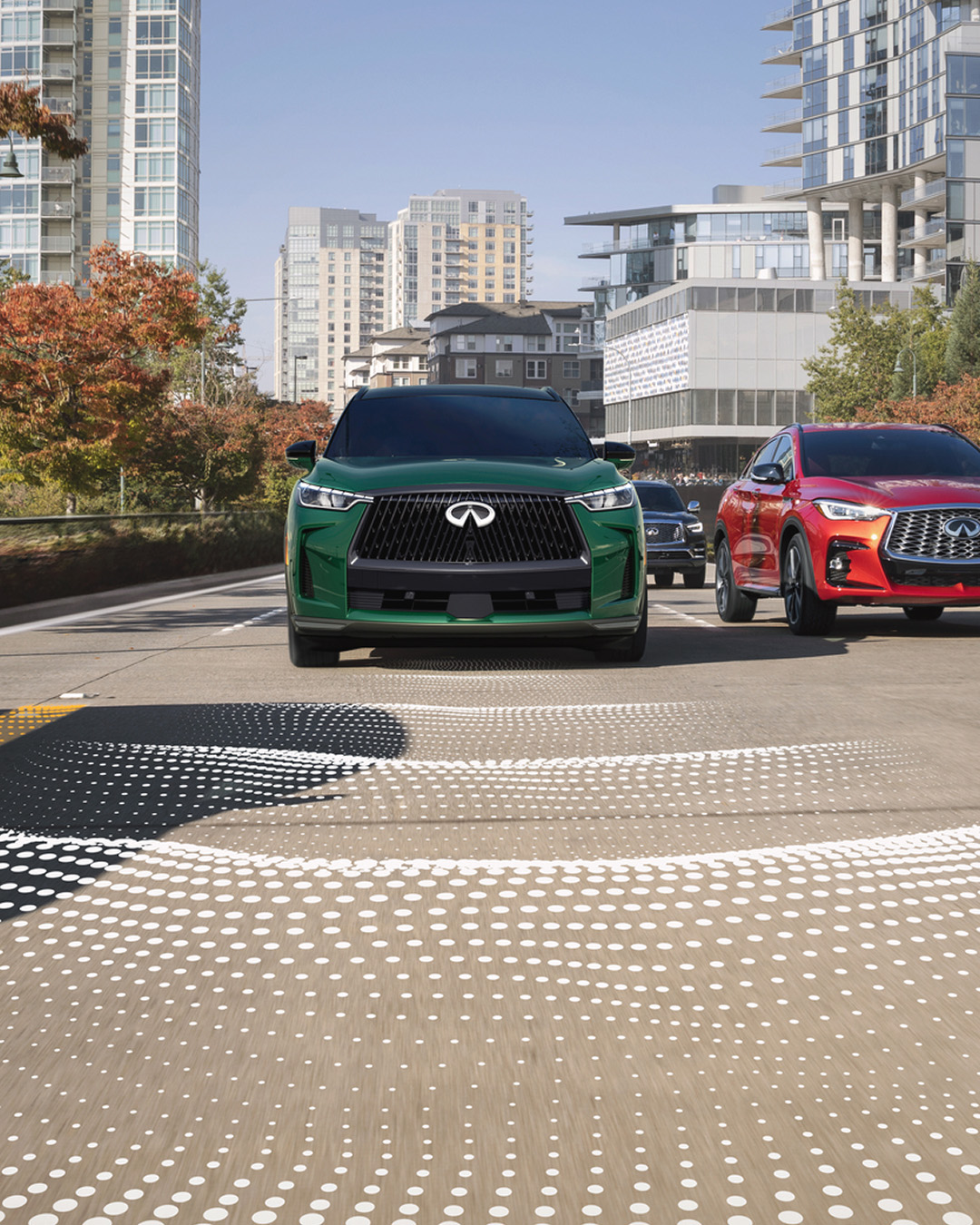 2026 INFINITI QX60 in traffic with Intelligent Cruise Control activated