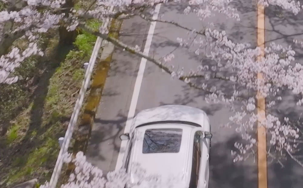 מבט מגבוה על רכב אינפיניטי לבן