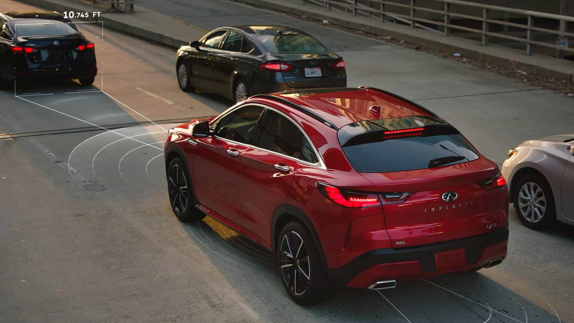 2025 INFINITI QX55 on road with Driver Assist systems activated