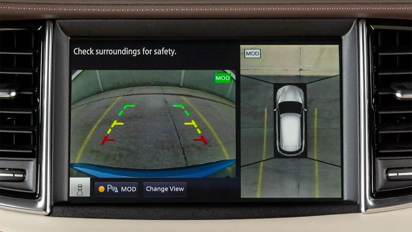 תצוגת מצלמות 360 במסך המגע המרכזי