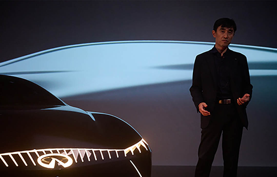 An INFINITI speaker on stage at the New Dawn Event