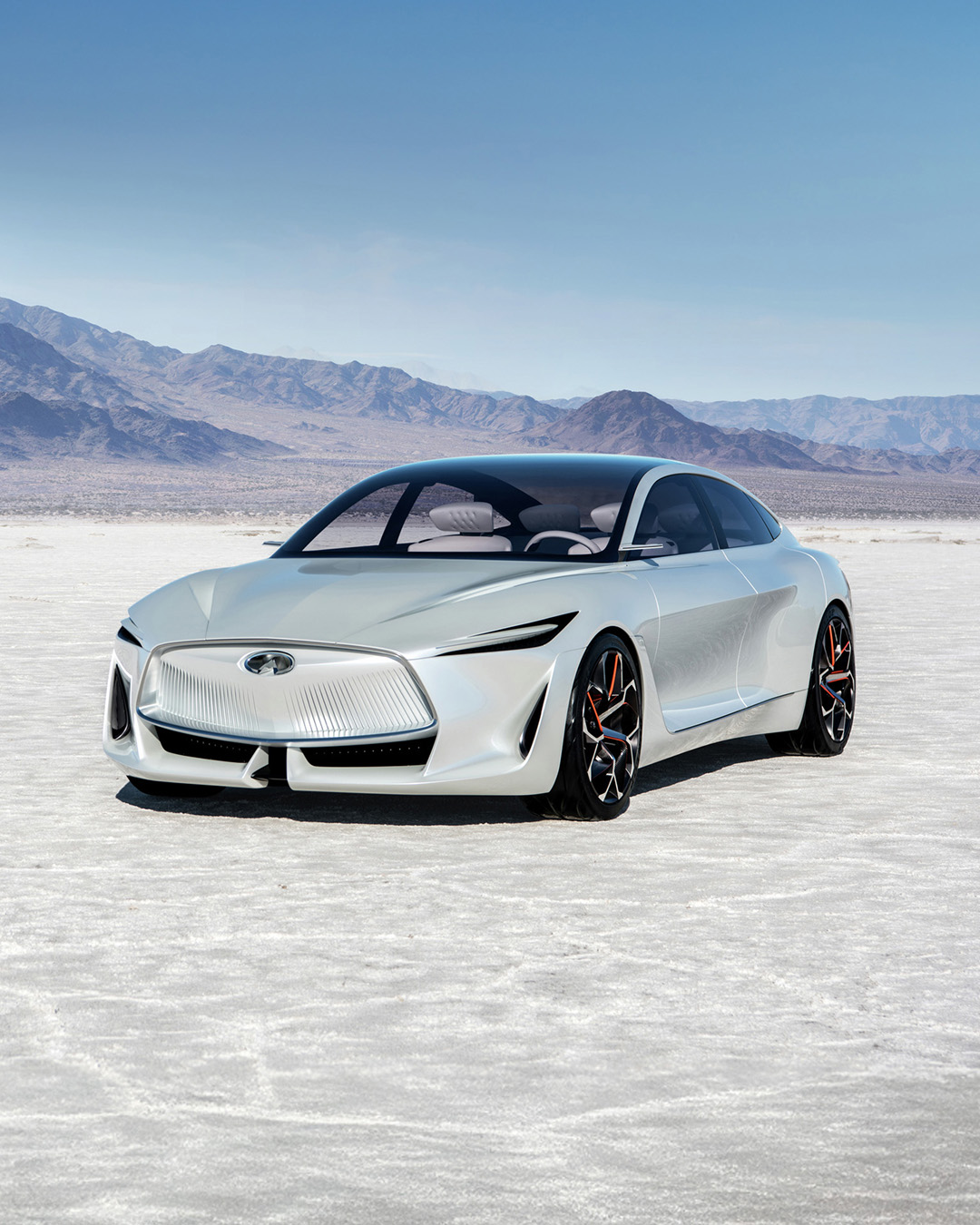 INFINITI Q inspired vehicle parked in desert