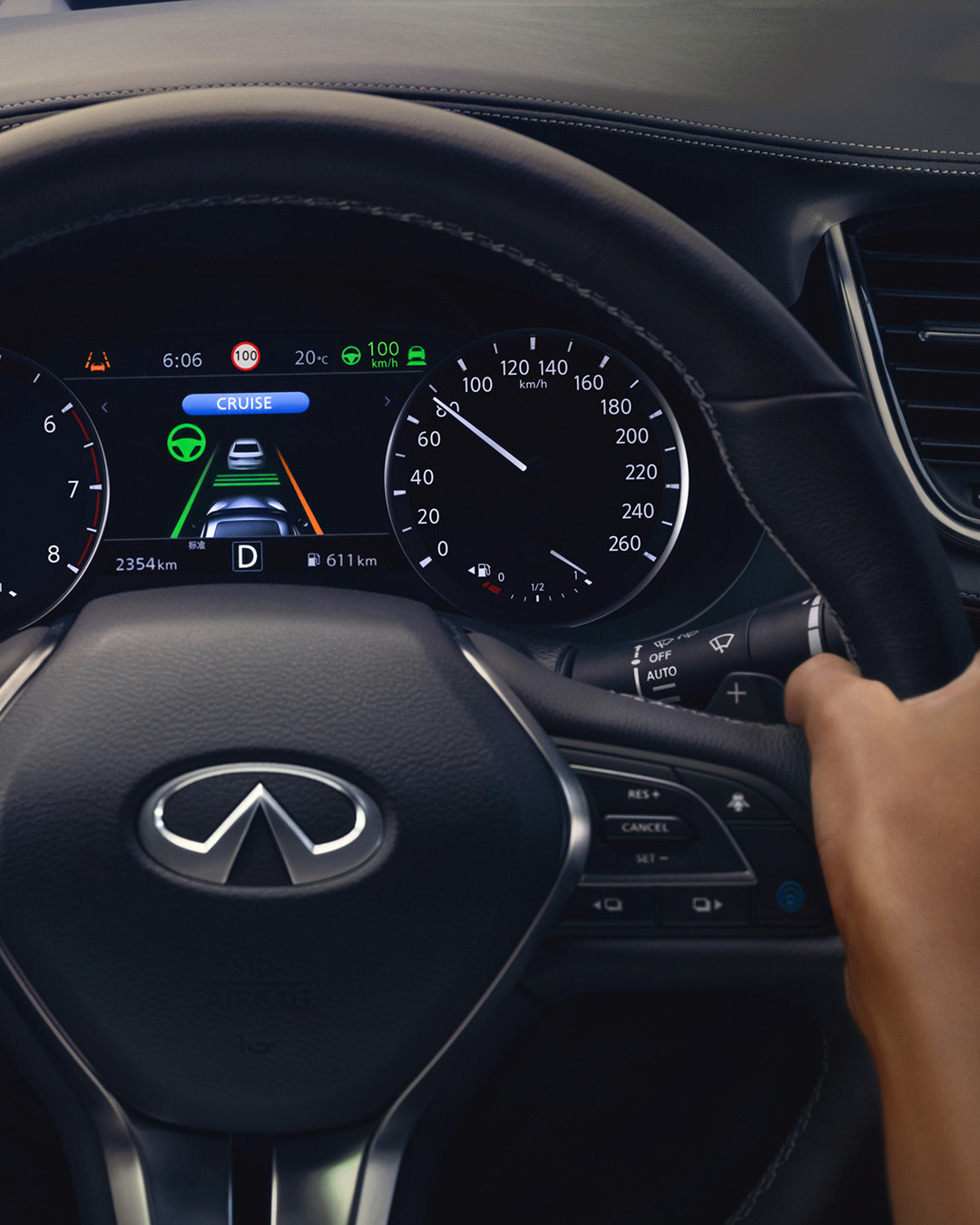 Closeup of INFNITI lane departure prevention system