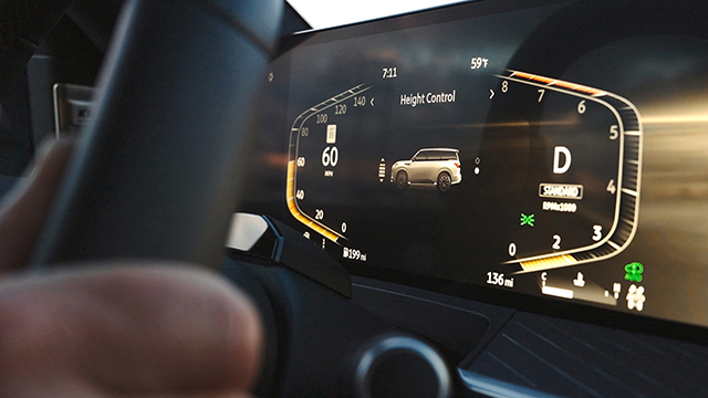 Dynamic Digital Suspension display in an INFINITI car, showcasing enhanced ride quality and control