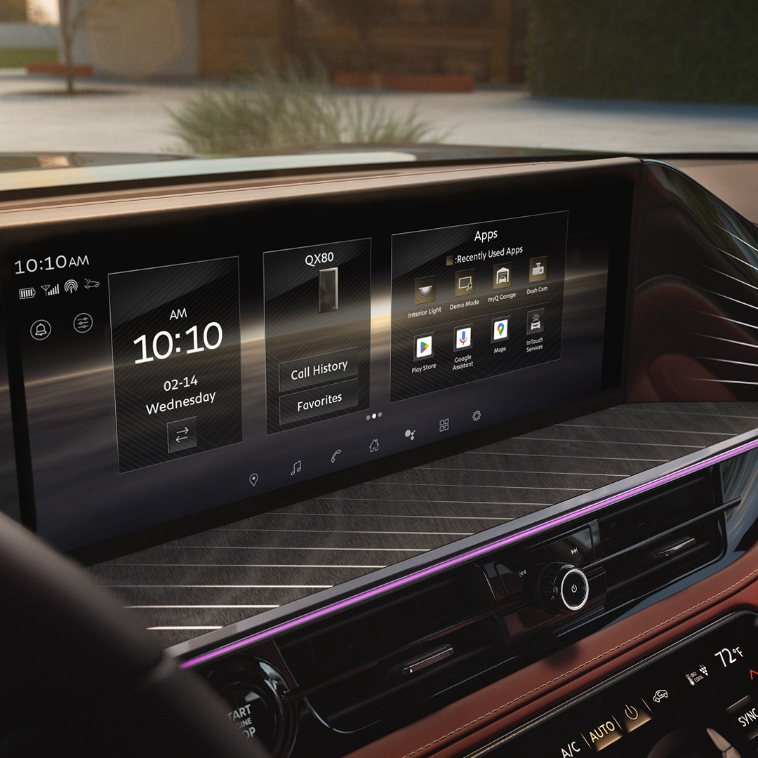 INFINITI InTouch™ display in the QX80 featuring Google built-in for navigation and connectivity