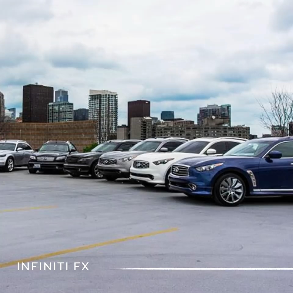 INFINITI FX35 luxury crossover coupe parked in vehicle lineup