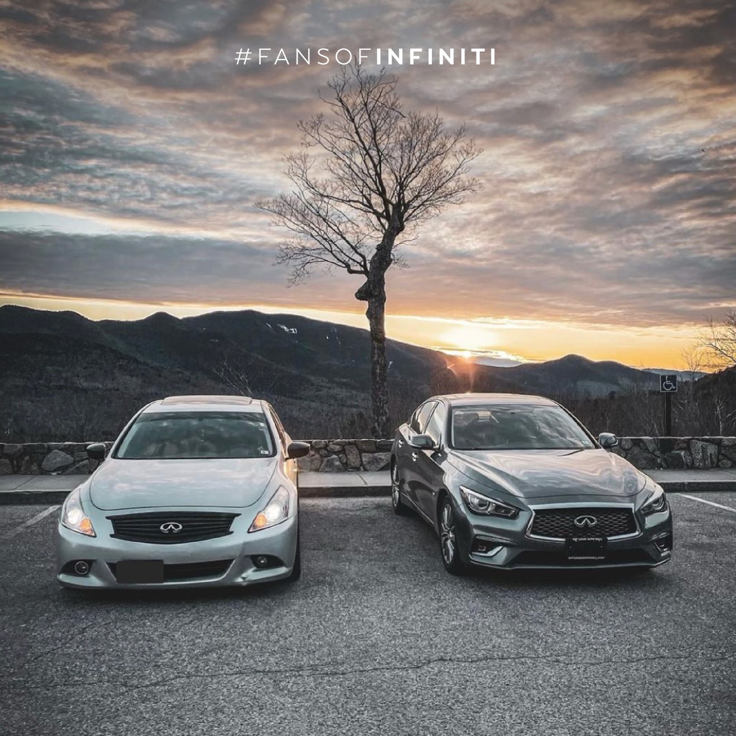 Two INFINITI G37 luxury sport coupes parked next to each other