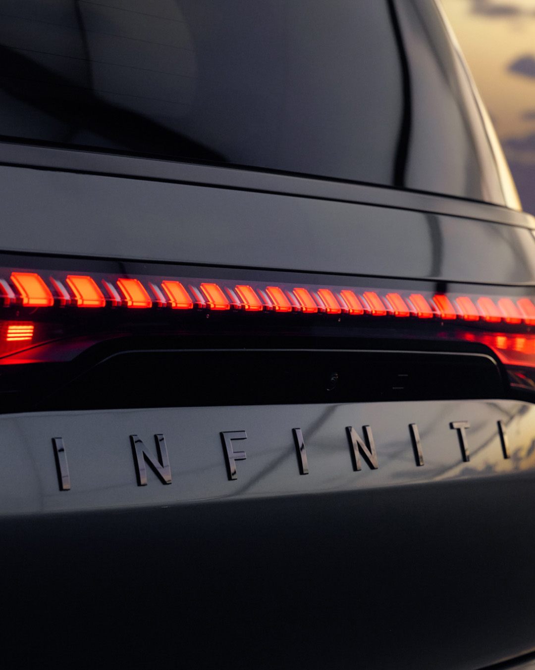 Closeup of INFINITI horizontal LED tail light