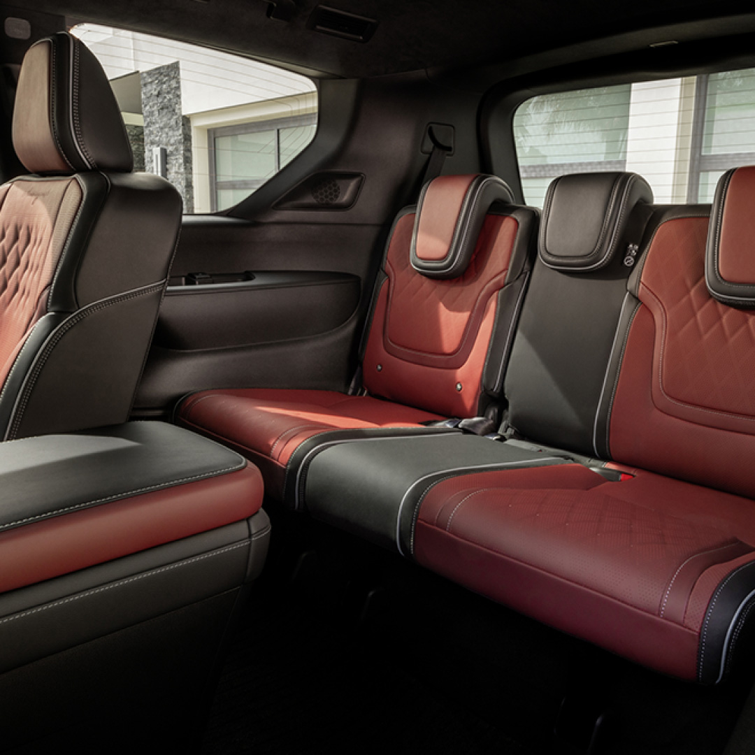 2026 INFINITI QX80 second and third row seats providing generous legroom